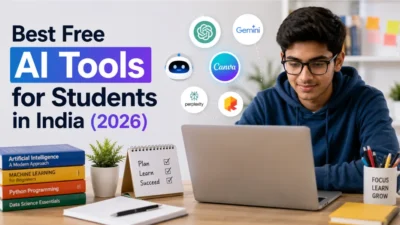 Best free AI tools for students in India in 2026 featuring ChatGPT, Gemini, Canva, Perplexity, and study resources