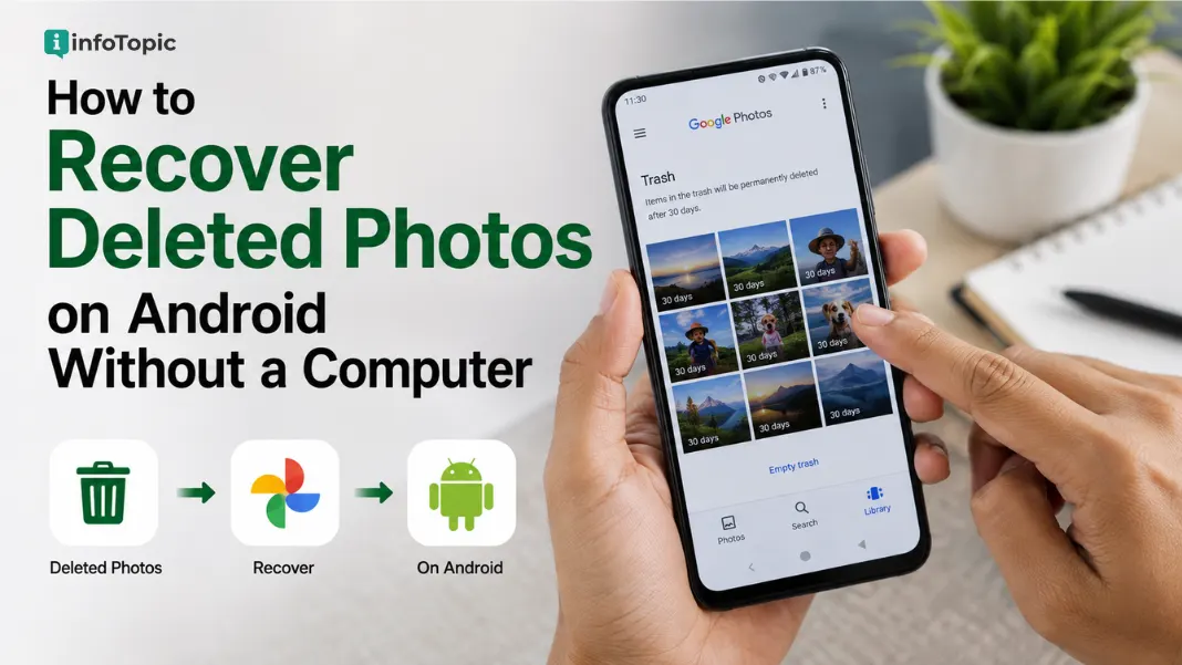 Recover deleted photos on Android using Google Photos and simple recovery steps without a computer by infoTopic
