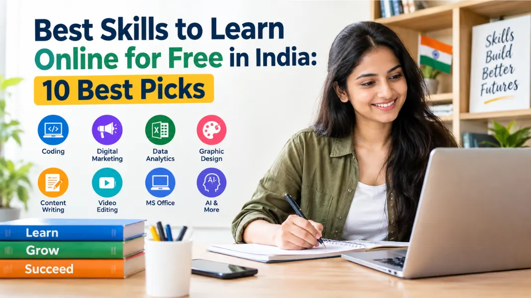 Best skills to learn online for free in India 2026 – infoTopic guide covering coding, digital marketing, AI, and more